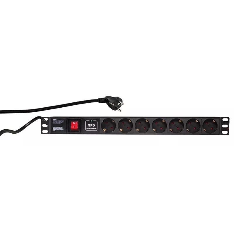 Listwa przeciwprzepięciowa LogiLink PDU7C01 czarna 7 gniazd AC 230 V 2 m