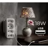 Rozgałęziacz zasilania MACLEAN MCE248 F/W — 3 gniazda AC (1×16A, 2×6A) + 4×USB (2×A, 2×C PD 20W), wtyczka EU, biały