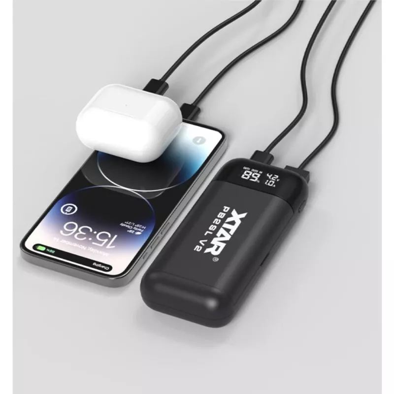 Ładowarka / powerbank do akumulatorów litowo-jonowych 18650 / 20700 / 21700 Xtar PB2SL V2 czarna