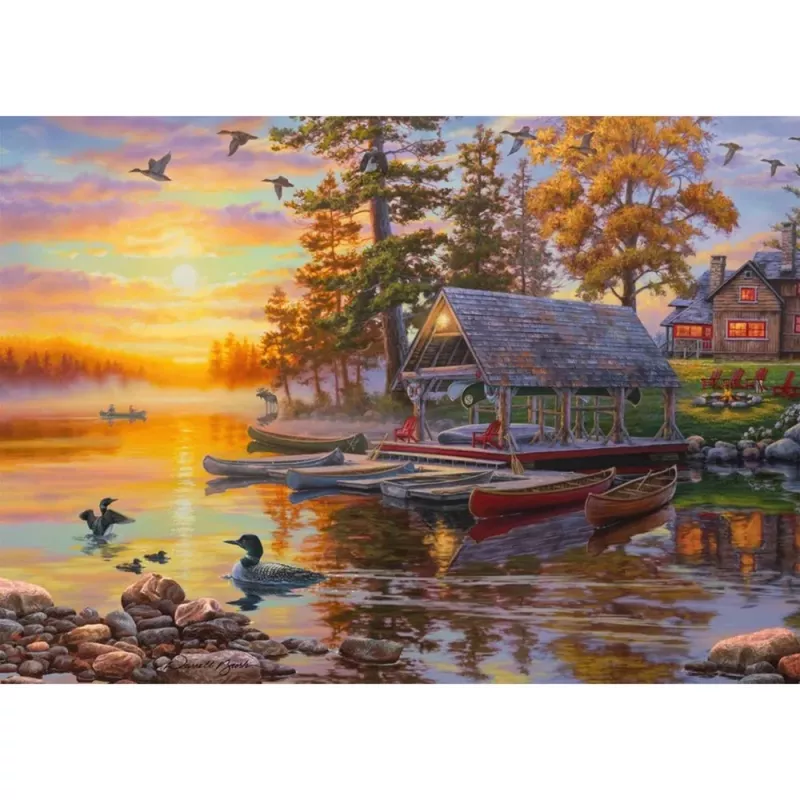 1000-elementowe puzzle schmidt spiele Darrell Bush Boathouse with Canoes, 1000 elementów