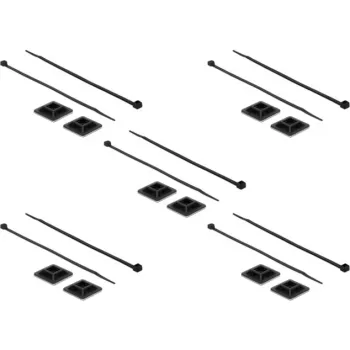 Befestigungssockel 25 x 25mm mit Kabelbinder L 300 x B 4,8mm schwarz, 10 Paar