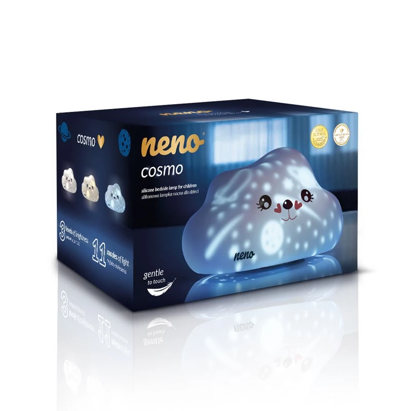 Przenośna lampka nocna LED neno COSMO — silikonowa, przenośna, ładowalna, 3 poziomy jasności, biała, zasilana bateriami