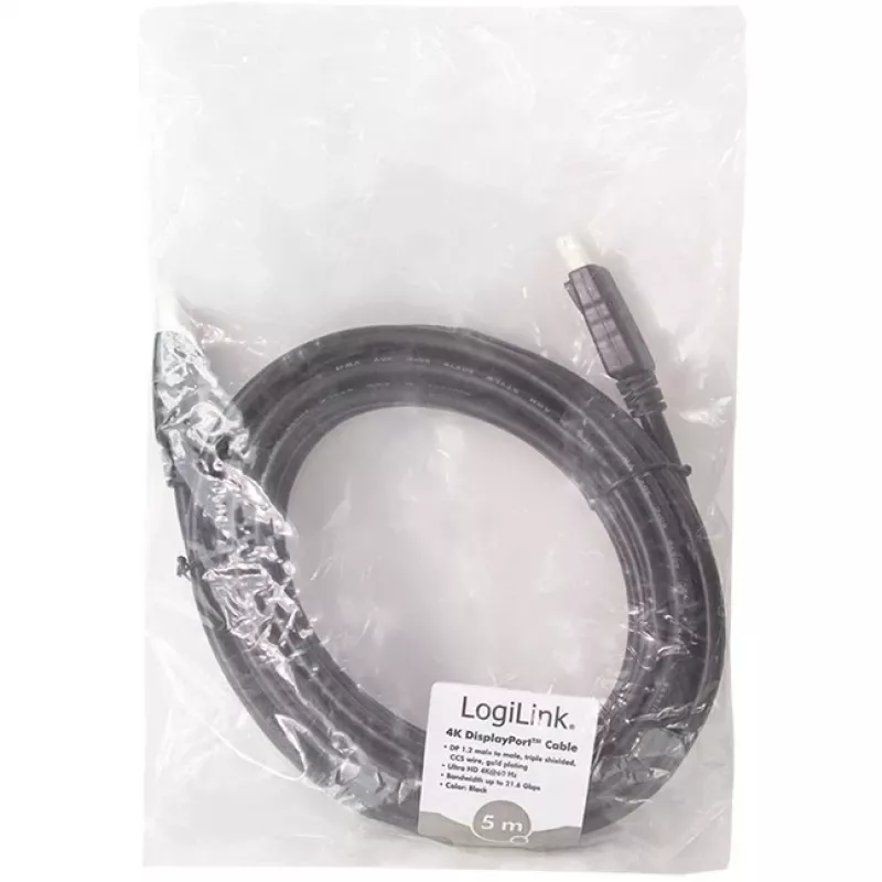 LogiLink CD0103 Kabel DisplayPort DP/M na DP/M, 4K/60Hz, CCS, czarny, 5m (CD0103)