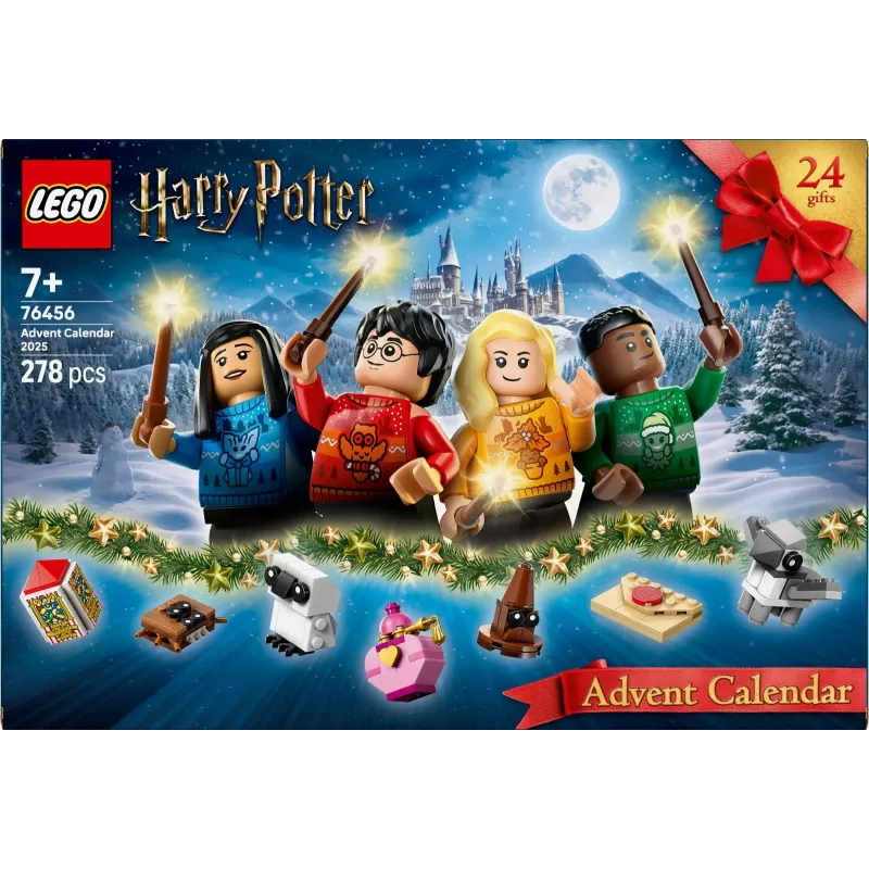 Zabawka konstrukcyjna LEGO Harry Potter Kalendarz adwentowy 2025 zestaw 76456 — 278 elementów, 8 minifigurek, wiek 7+