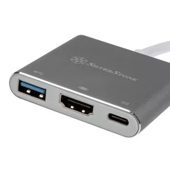 SilverStone SST-EP08C - Adapter USB 3.1 Type-C na HDMI/USB Type C/USB Type A - Srebrny