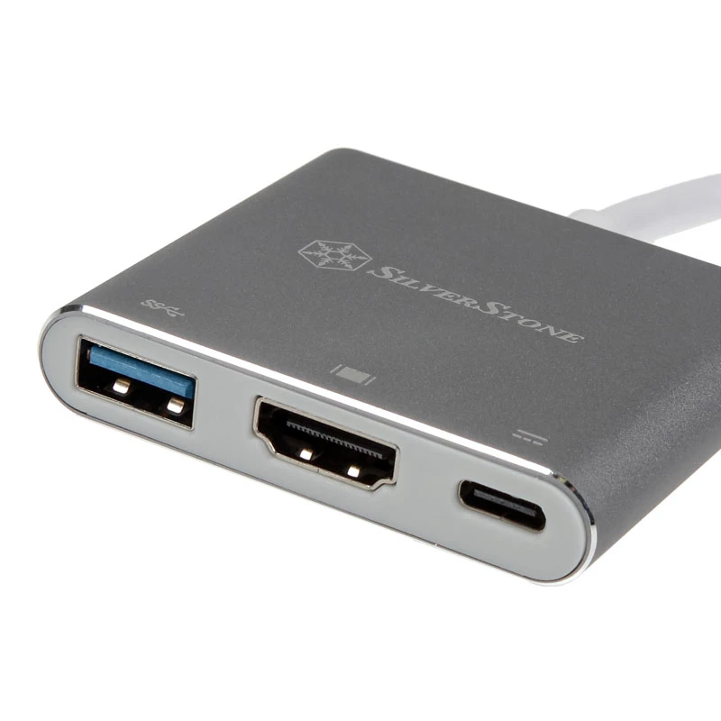 SilverStone SST-EP08C - Adapter USB 3.1 Type-C na HDMI/USB Type C/USB Type A - Srebrny