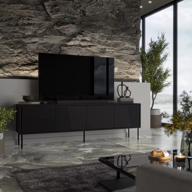 szafka RTV ABI 4D 200x38x62 czarny matowy