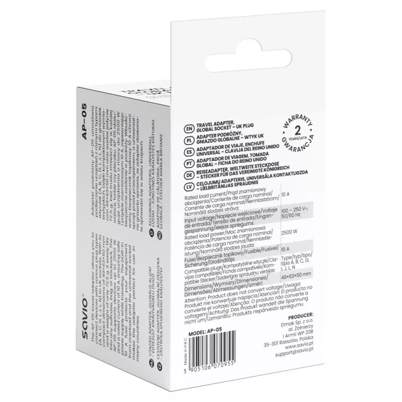 Savio AP-05 zasilacz Wewnętrzny 2500 W Biały