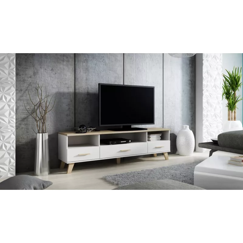 Cama RTV stand LOTTA 180cm Biały + sonoma oak