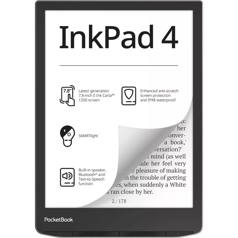 Czytnik e-booków PocketBook InkPad 4 7,8 cala E Ink Carta, 32 GB, Wi‑Fi, czarny/srebrny