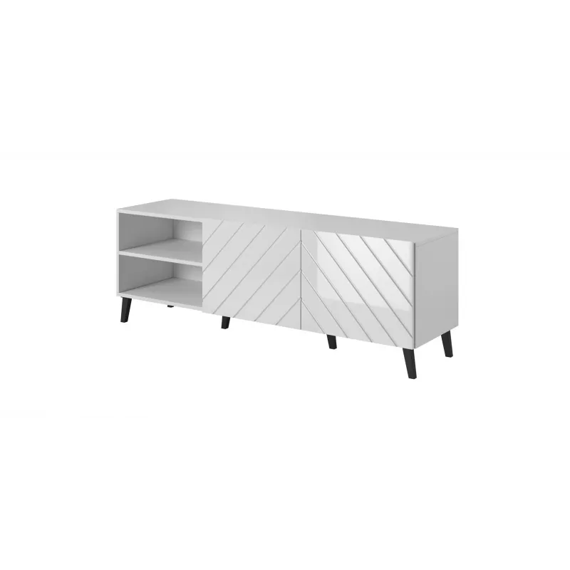 szafka RTV ABETO 150x42x52 biały/biały połysk