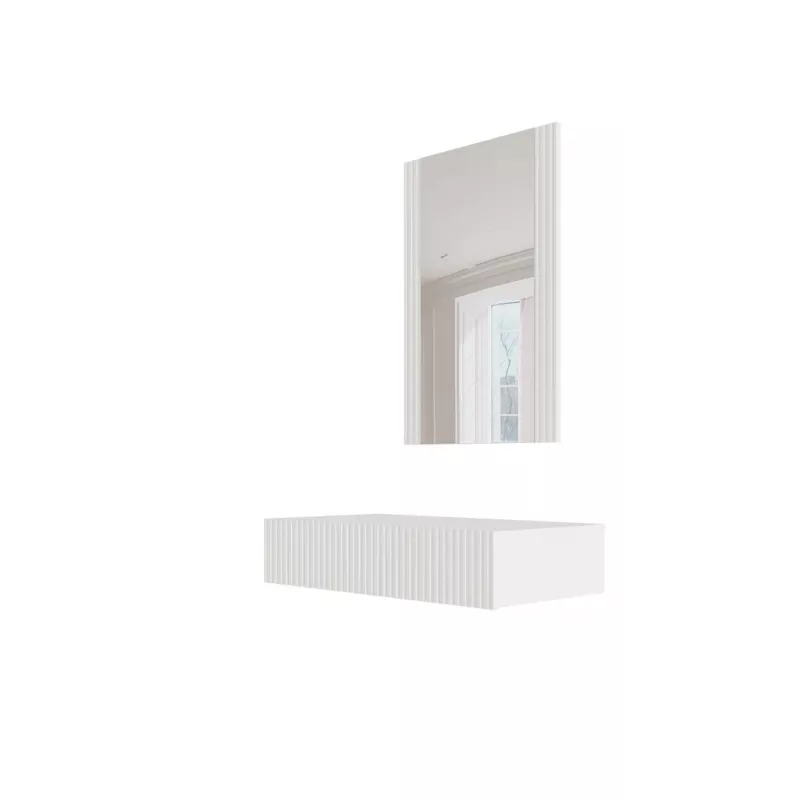 Toaletka z lustrem cama meble PAFOS 80×41,6×100 cm, biała matowa, rama MDF, 1 szuflada