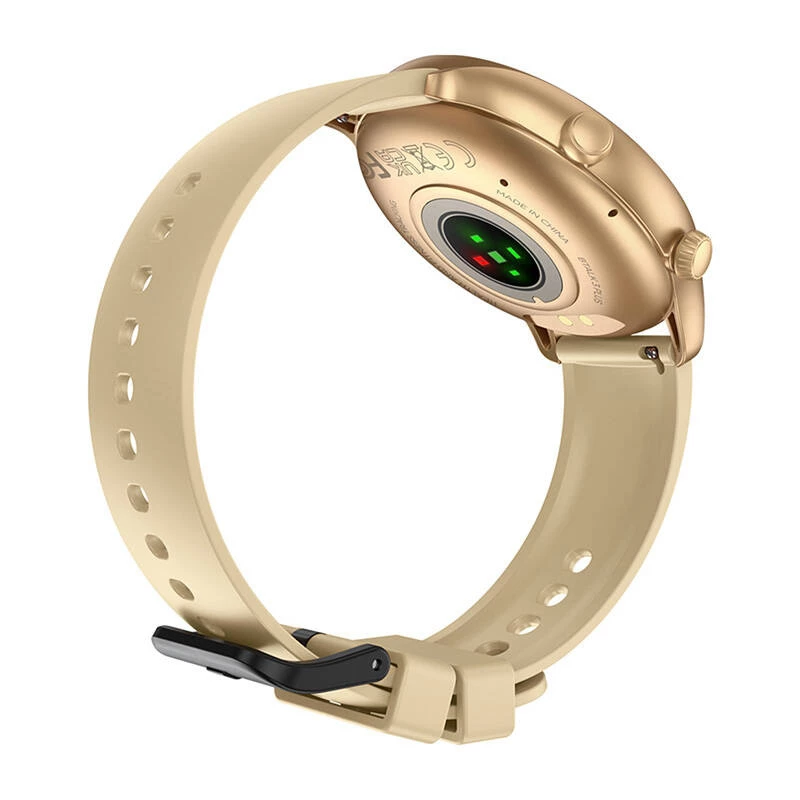 Smartwatch Zeblaze Btalk 3 Plus, okrągły ekran dotykowy IPS 1,39 cala 360×360, 260 mAh, złoty pasek silikonowy