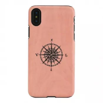 Etui na smartfon man and wood do iPhone X/XS, czarne, ochronne etui z elementem kompasu