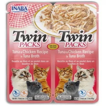 INABA CAT Twin Tuńczyk z kurczakiem w bulionie – przysmak dla kota – 2x40g