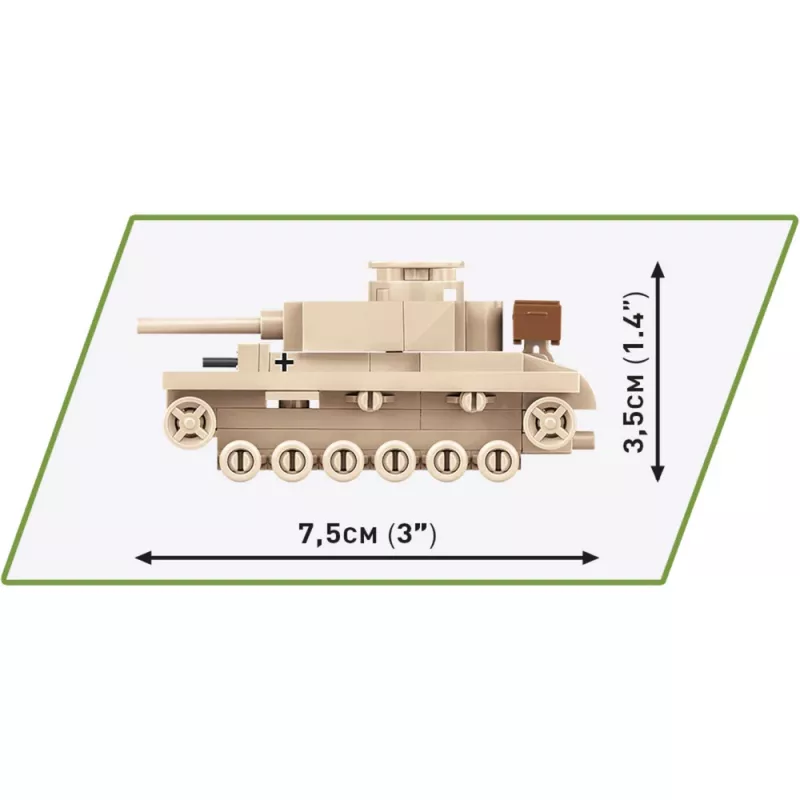 Zestaw klocków Cobi Panzer III Ausf.L — 103 elementy, zalecany wiek 6+, beżowy