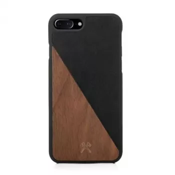 Ochronne etui z drewna i skóry Woodcessories EcoSplit do iPhone 7 Plus / 8 Plus — Orzech czarny