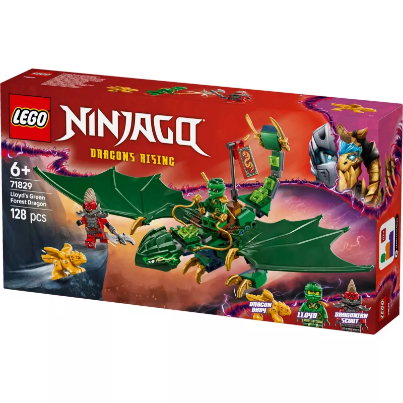Zestaw konstrukcyjny LEGO NINJAGO 71829 Zielony Leśny Smok Lloyda, 128 elementów, 2 minifigurki, dla dzieci od 6 lat