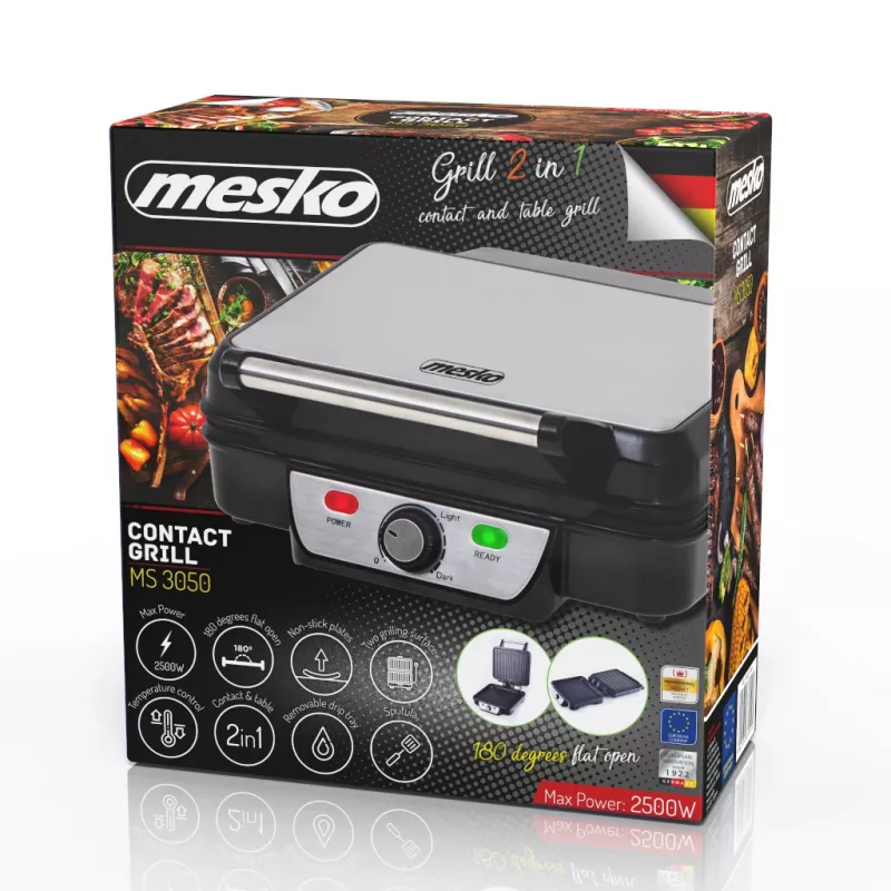 Grill kontaktowy Mesko MS 3050, 1800W, czarny/stal nierdzewna
