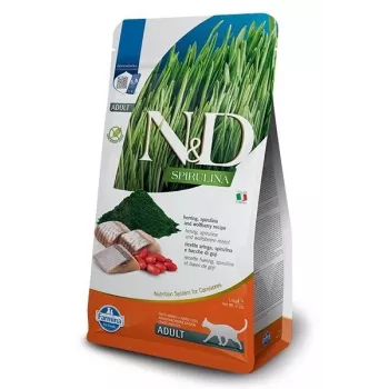 Sucha karma dla kota Farmina N&D Spirulina Śledź 1,5 kg — bez zbóż, 44% białka, 20% tłuszczu