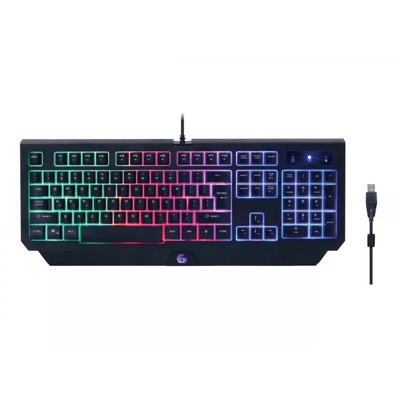 Klawiatura gamingowa GEMBIRD GGS-UMGL4-01 pełnowymiarowa USB QWERTY 104-klawiszowa US English z myszą, czarna