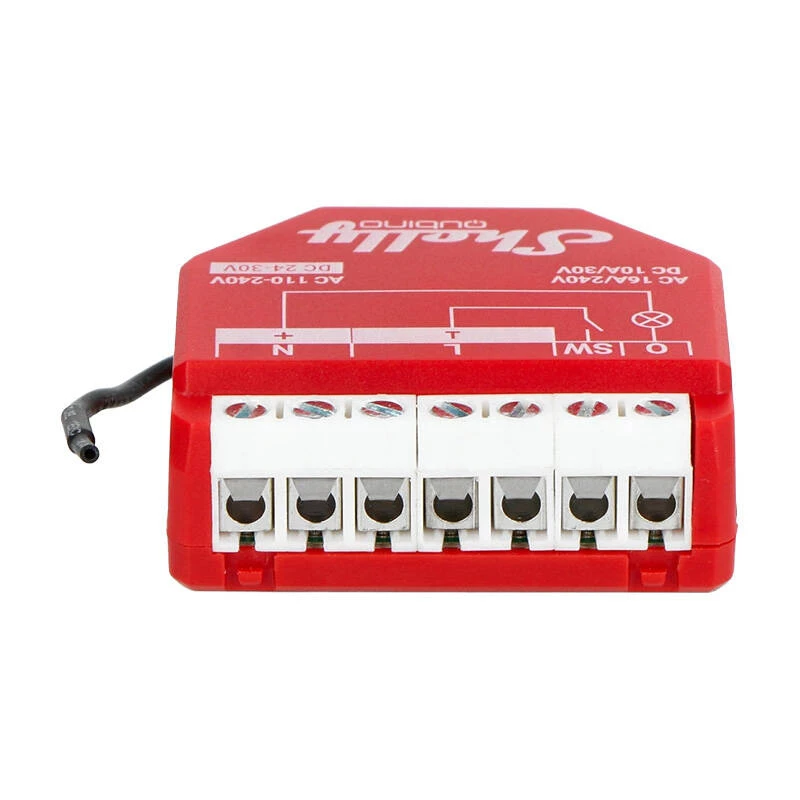 Inteligentny przełącznik Shelly W 1PM plastikowy 16A 110–240V, Z‑Wave, 868,4 MHz, czerwony, 42×37×16 mm