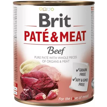 Mokra karma dla psa Brit Paté & Meat z Wołowiną 800 g — dorosłe psy, pasztet w puszce