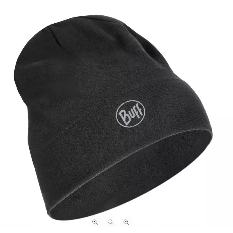 Czapka beanie Buff Merino Midweight — Solid Czarny, jeden rozmiar, wełna merino, jesień/zima, sport