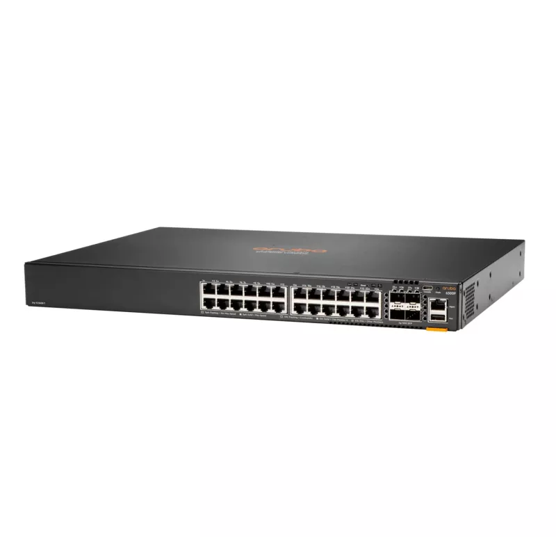 HPE - Seria Aruba - Aruba 6300F - Przełącznik - L3 - zarządzalny - 24 x 10/100/1000 + 4 x 1 Gigabit / 10 Gigabit / 25 Gigabit / 50 Gigabit SFP56 (Uplink / Stacking) z przodu i z tyłu