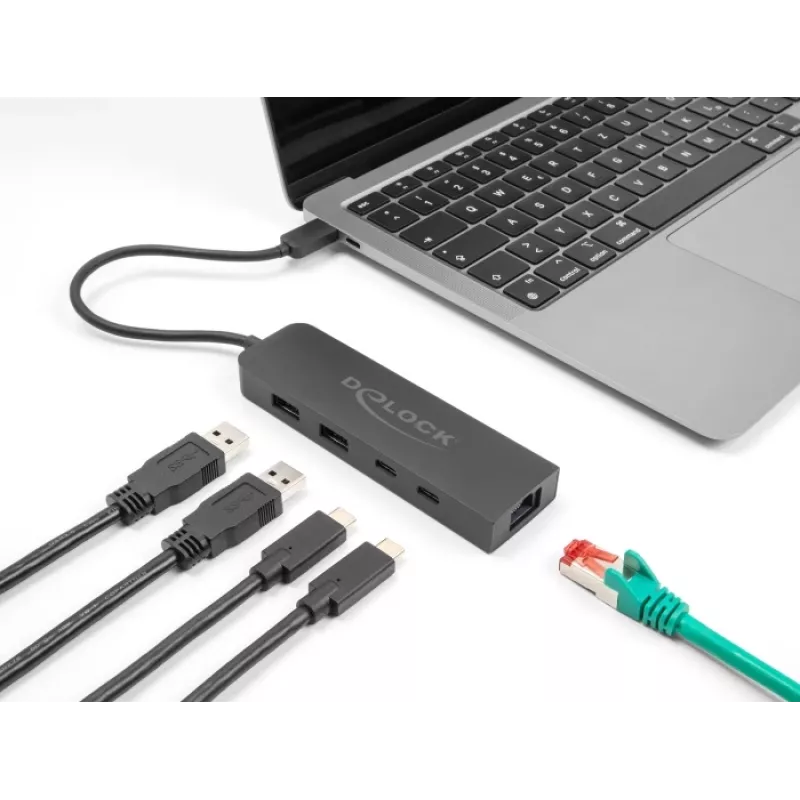 Hub USB DeLOCK 10 Gb/s z LAN 2,5 Gigabit i PD 85 W