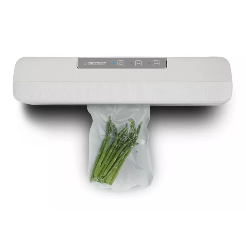 Blatowy próżniowy zgrzewacz do żywności ESPERANZA EKV001 — kompaktowy, biały, szerokość zgrzewania 30 cm, 107 W, 220–240 V