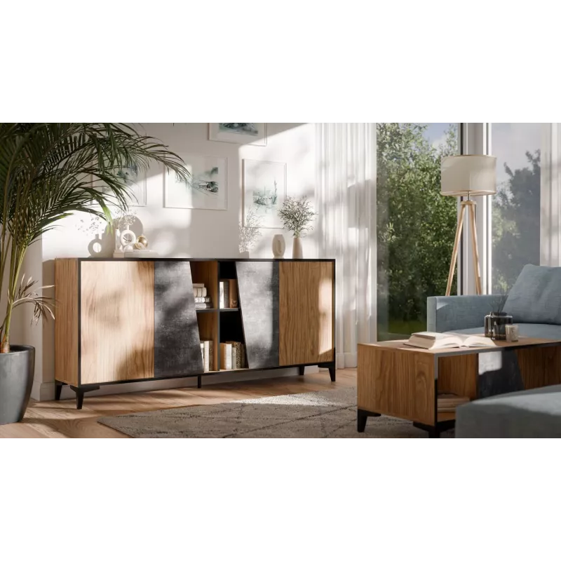 Cama 4D komoda OVO 180x38xH83 dąb/beton
