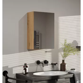 Szafka łazienkowa wisząca top e shop POLA 1DL ARTISAN — rama w kolorze dębu, 400×220×600 mm, 3 półki