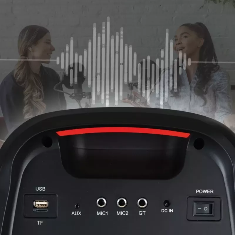 Głośnik przenośny MANTA ATTIS SPK0802 120W, Bluetooth, wejście przewodowe, akumulator, FM, oświetlenie LED