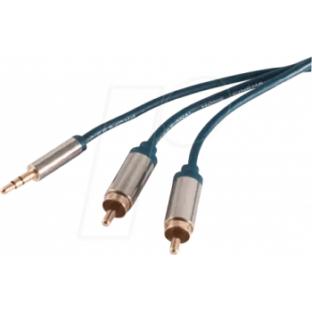 shiverpeaks SP30833-cienki Kabel audio 3 m 3,5 mm 2 x RCA Niebieski - Chrom (SP30833-cienki)