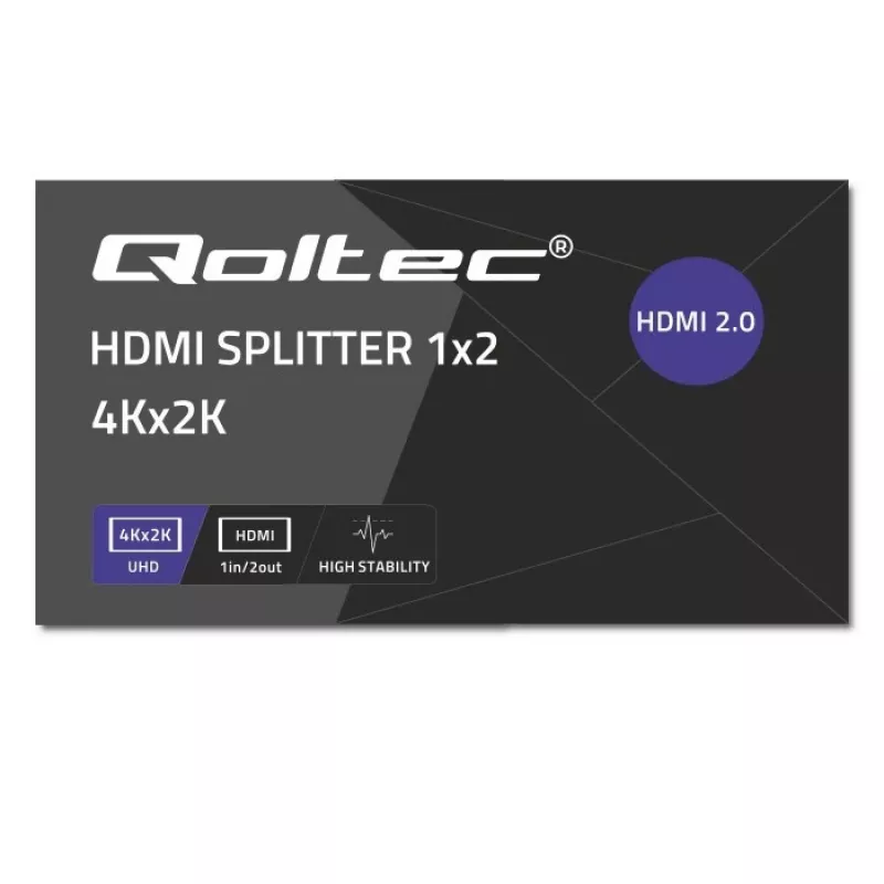 Qoltec 51797 Aktywny Rozdzielacz HDMI 2 x HDMI 4K x 2K | 6Gb/s | 60Hz