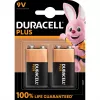 Bateria Duracell Plus 9V (MN1604) — 2 szt., waga całkowita 0,102 kg