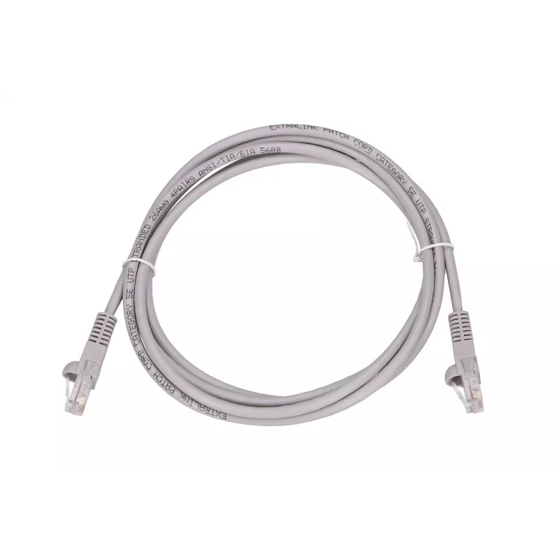 Kabel krosowy LAN Extralink Kat.5e UTP 2 m, RJ-45 do RJ-45, szary