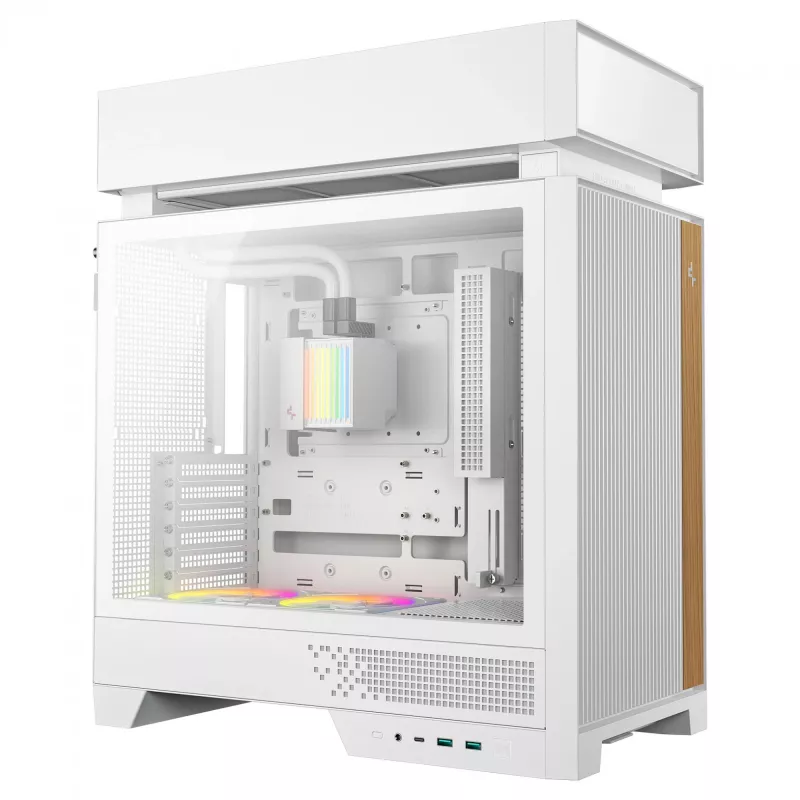Obudowa komputera stacjonarnego DeepCool CL6600 WH — biała, obsługa zasilaczy ATX/PS2/SFX/SFX-L, przód 140 mm, góra/tył 120/140 mm, napędy 2.5 cala i 3.5 cala