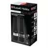 Russell Hobbs 28010-56 Elektryczny Zestaw Młynków do Soli i Pieprzu (Wysoka Jakość, Automatyczny, Regulowane Mielenie, Podświetlenie na podstawie, Czarny Metaliczny Wzór)