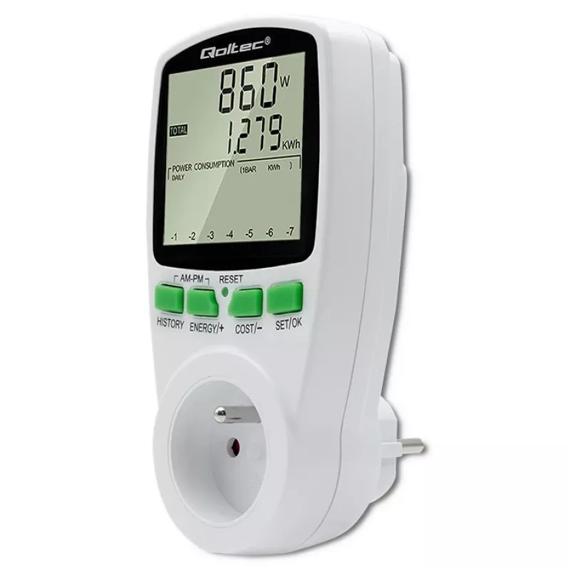 Miernik mocy QOLTEC PM0627 3680W z historią — QOLTEC PM0627 3680W