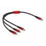 Kabel do ładowania USB DeLOCK 86710 3 w 1 USB Type-C do Lightning Micro USB 30 cm Czarny Czerwony