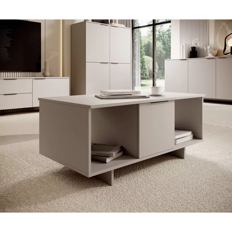 Stolik kawowy cama meble ALMA 100×55×55 cm, prostokątny beżowy blat, wykończenie kaszmirowe