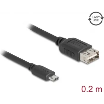 Kabel USB 2.0 DELOCK 81516 — Micro‑USB B na USB A, 0,2 m, czarny, pozłacane styki