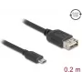 Kabel USB 2.0 DELOCK 81516 — Micro‑USB B na USB A, 0,2 m, czarny, pozłacane styki