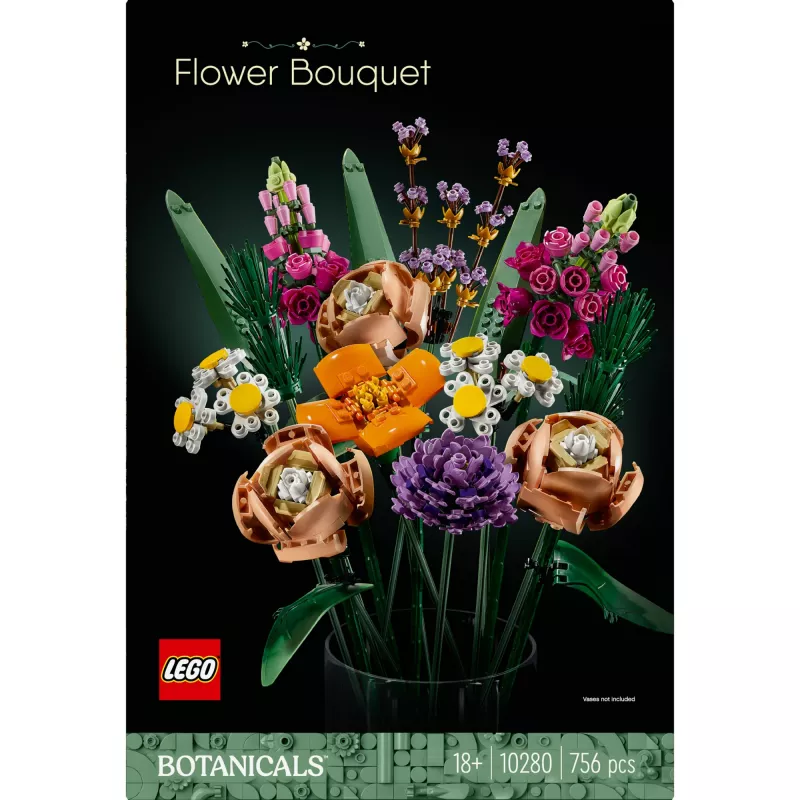 LEGO 10280 Icons Bukiet Kwiatów Sztuczne Kwiaty Zestaw dla Dorosłych Dekoracyjne Akcesoria Domowe Pomysł na Prezent dla Kobiet Mężczyzn Dla Niej i Dla Niego Żony lub Męża