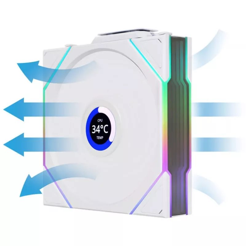 Wentylator obudowy 120 mm Lian Li 12RTLLCD1W1W ARGB Wireless LCD biały