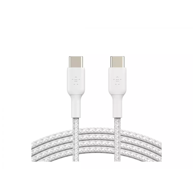 Kabel pleciony USB-C na USB-C 1m Biały