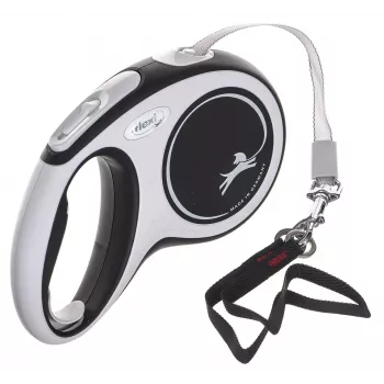 Smycz automatyczna Flexi New Comfort M Tape 5 m Czarna — smycz taśmowa automatyczna, rozmiar M, maks. obciążenie 25 kg, waga 300 g