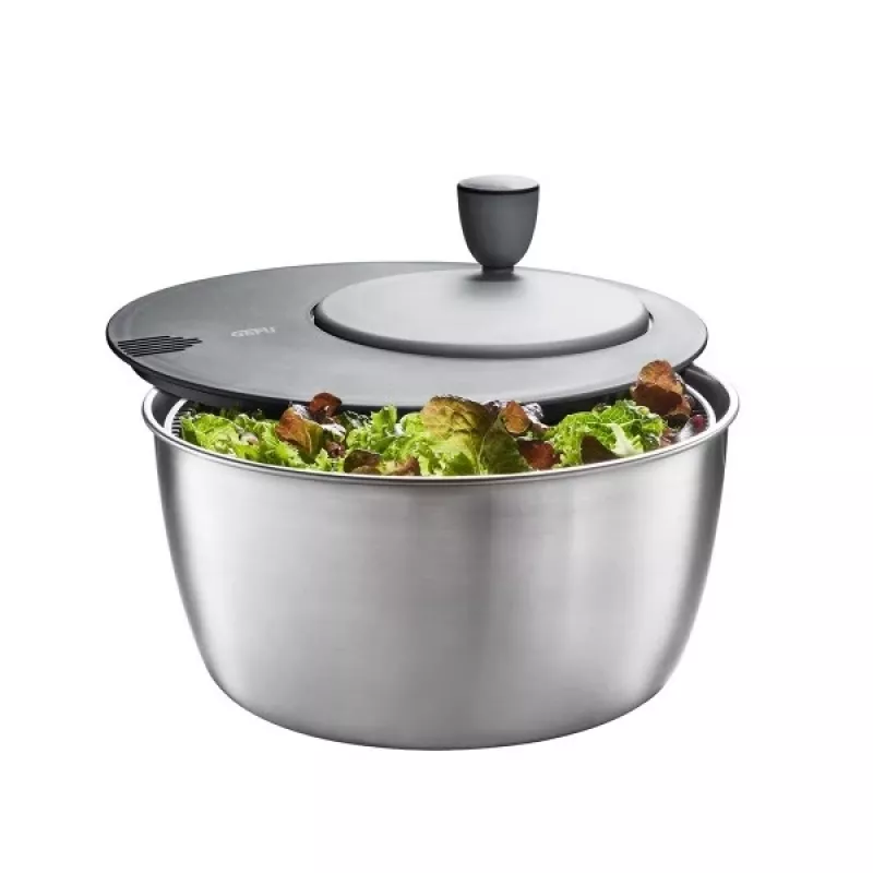 Salad spinner GEFU Rotare Stainless steel, crank handle, 3 L, stainless steel housing, round